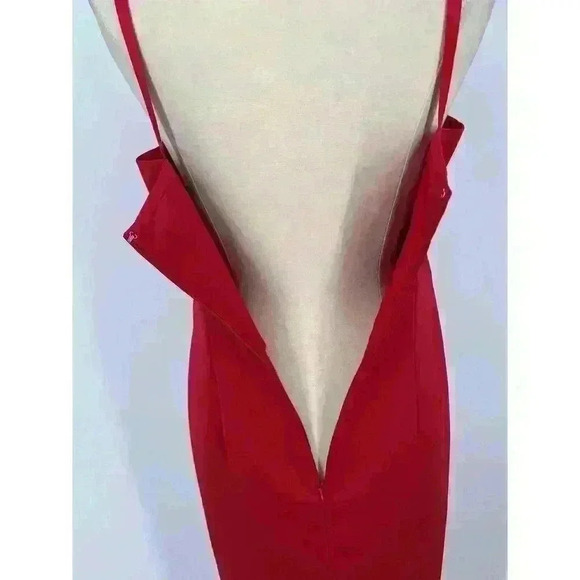 Vintage 90s Rhapsody Red Satin Maxi Dress Gown Size 12 Minimalist Prom HoCo - Picture 8 of 14
